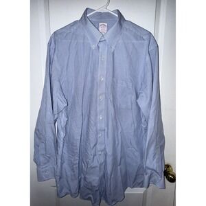 Brooks Brothers Madison Button Down Shirt Mens Size X-Large 17-34 Pin Check Blue